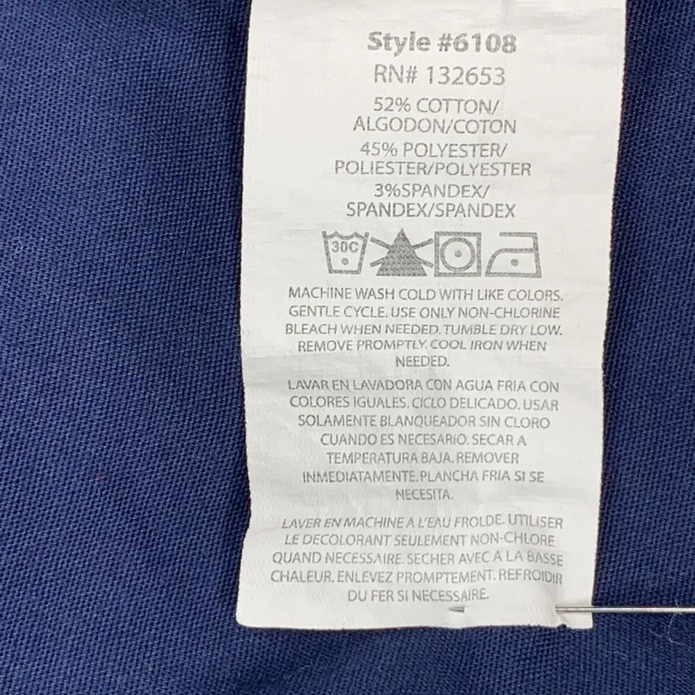 Wonder Flex Scrub Top Navy Blue Front Patch Pockets Size M
